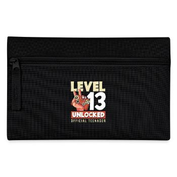 Level 13 Freigeschaltet 13. Geburtstag - Federtasche - Schwarz - Vorne