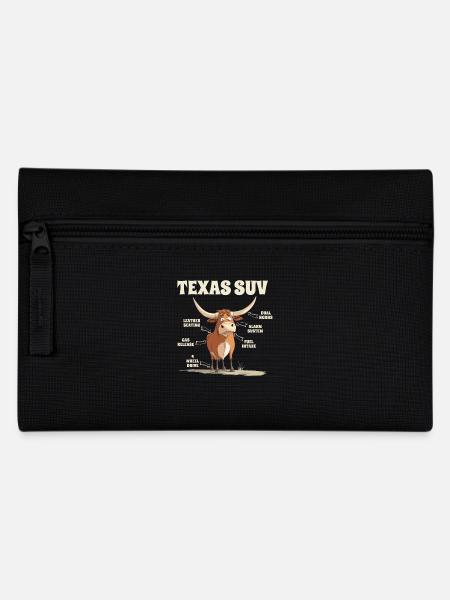 Texas SUV Lustiger Stier Cartoon mit Witzigen - Federtasche - Schwarz