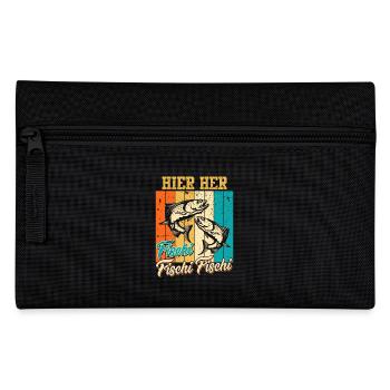 Angeln Hobby HIER HER FISCHI FISCHI FISCHI Lustig - Federtasche - Schwarz - Vorne