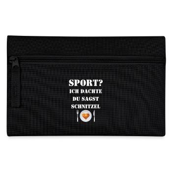 Lustig - Sport? Ich dachte, du sagst Schnitzel - Federtasche - Schwarz - Vorne