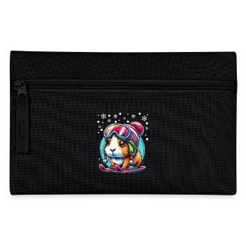 Guinea Pig Skiing Snow Slope Cute - Pencil Case - black - Front