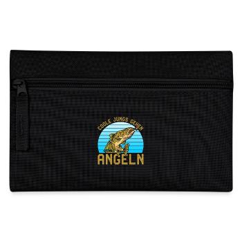 Angler Geburtstag COOLE JUNGS GEHEN ANGELN Lustig - Federtasche - Schwarz - Vorne