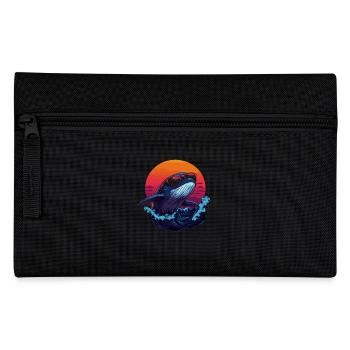 Cooler Wal Im Sonnenuntergang Mit Sonnenbrille - Federtasche - Schwarz - Vorne