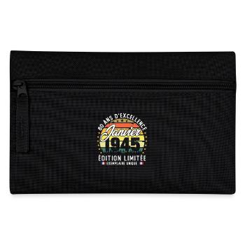 Janvier 1945 Vintage Cadeau Anniversaire 80 Ans - Trousse - noir - Devant