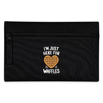 Waffles Saying Dessert Funny Waffles Gift - Pencil Case - black - Front