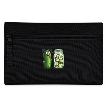 Surprised cucumber looking at cucumber jar humor - Pencil Case - black - Front