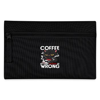 Coffee Lover Cat Because Murder Is Wrong - Pencil Case - black - Front
