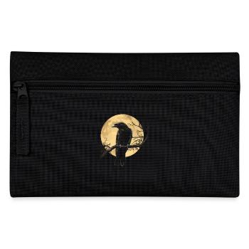 Raven in front of full moon on branch mystical animal motif - Pencil Case - black - Front