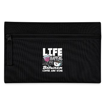 Life Happens Between Coffee and Wine Coffee - Pencil Case - black - Front
