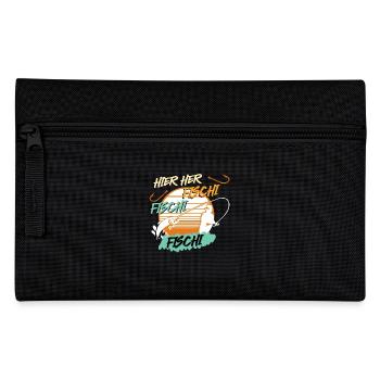 Angeln Hobby HIER HER FISCHI FISCHI FISCHI Lustig - Federtasche - Schwarz - Vorne