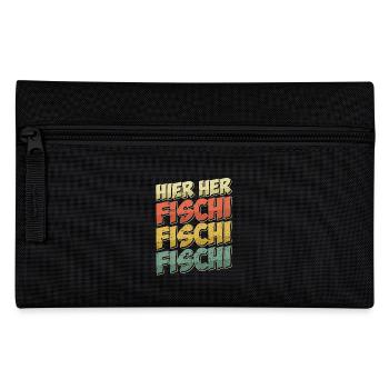 Angeln Hobby HIER HER FISCHI FISCHI FISCHI Lustig - Federtasche - Schwarz - Vorne