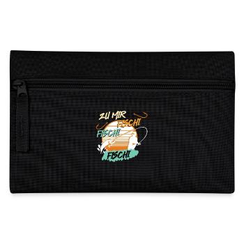 Angler Outfit ZU MIR FISCHI FISCHI FISCHI Lustiges - Federtasche - Schwarz - Vorne