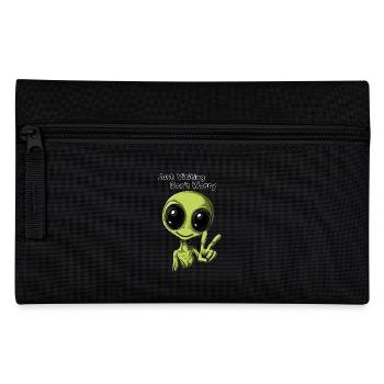 Just Visiting Don't Worry - Funny Alien Design - Pencil Case - black - Front