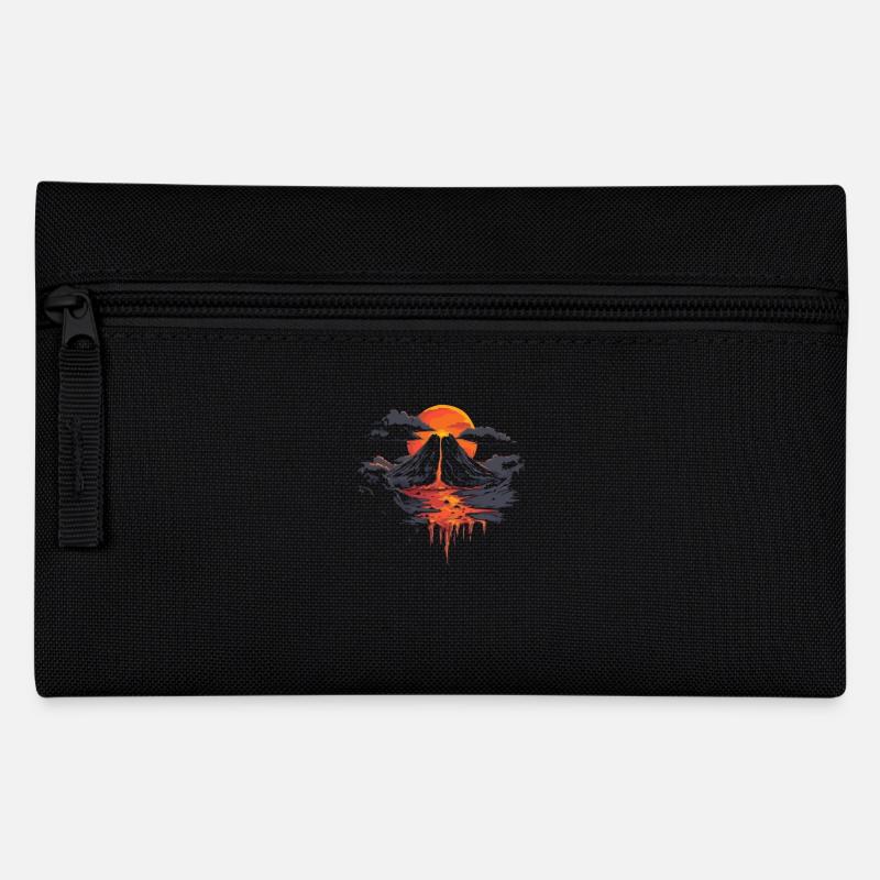 Vulkanlandschaft Mit Dramatischem Sonnenuntergang - Federtasche - Schwarz