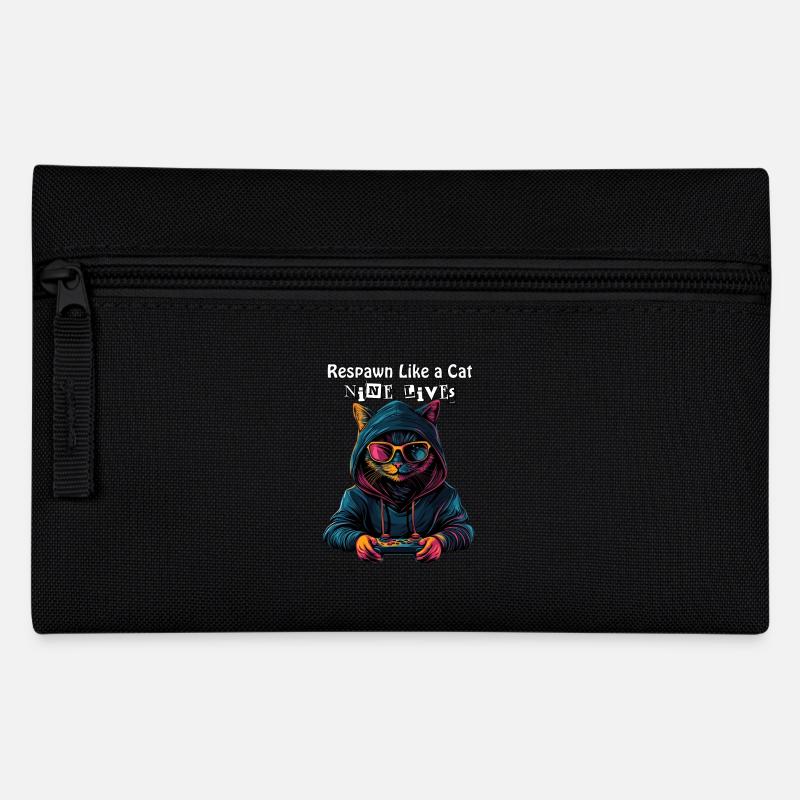 Respawn Like a Cat - Neun Leben Gamer Katze Design - Federtasche - Schwarz