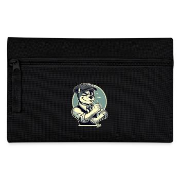 Retro Dapper Cartoon Dog in 1920s Style - Pencil Case - black - Front