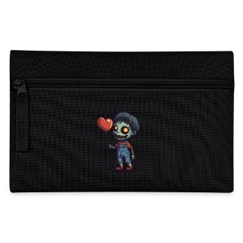 Enfant zombie avec ballon coeur - Mignon et effrayant - Trousse - noir - Devant