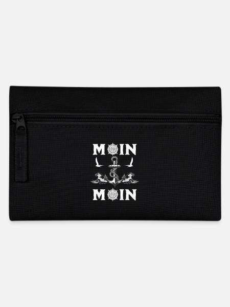 Moin Moin Nordischer Gruß Anker Wellen Möwen - Federtasche - Schwarz