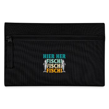 Angler HIER HER FISCHI FISCHI FISCHI Lustiges - Federtasche - Schwarz - Vorne