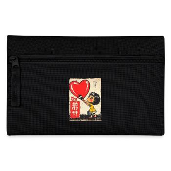 Kleines Mädchen malt Herz an die Wand - Federtasche - Schwarz - Vorne