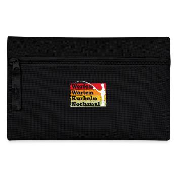 Angler Outfit WERFEN WARTEN KURBELN NOCHMAL Lustig - Federtasche - Schwarz - Vorne