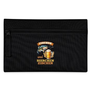 FISCHEN UND BIERCHEN ZISCHEN Lustiges Angler - Federtasche - Schwarz - Vorne