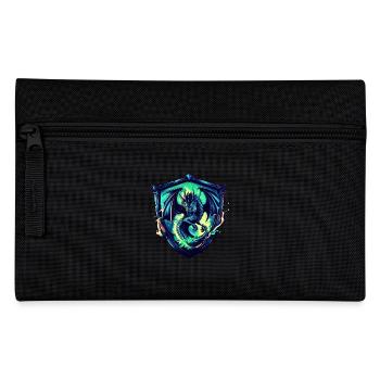 Mystischer Drache im Schild - SciFi - Desing - Federtasche - Schwarz - Vorne