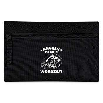 ANGELN IST MEIN WORKOUT Lustiges Angler Outfit - Federtasche - Schwarz - Vorne