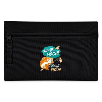 Angler Outfit ZU MIR FISCHI FISCHI FISCHI Lustiges - Federtasche - Schwarz - Vorne