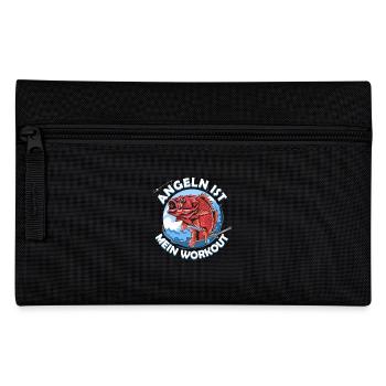 ANGELN IST MEIN WORKOUT Lustiges Angler Outfit - Federtasche - Schwarz - Vorne