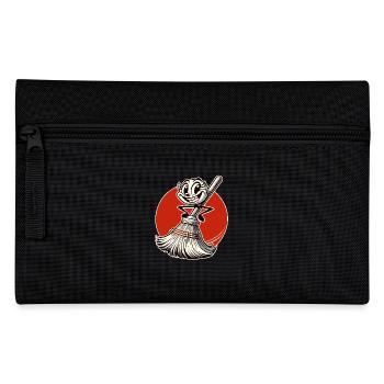 Cheerful Retro Cardboard Broom - Pencil Case - black - Front