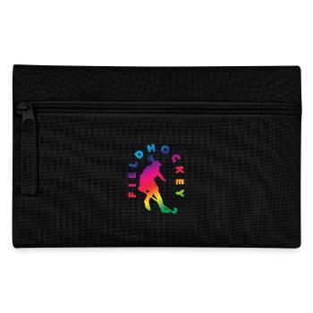 Field Hockey Player Silhouette Rainbow Effect - Pencil Case - black - Front