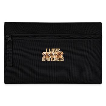 I Love Dumb Blondies Dog Illustration Golden - Pencil Case - black - Front