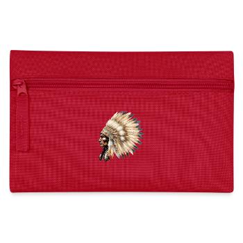 Chef indien avec coiffe traditionnelle en plumes - Trousse - rouge - Devant
