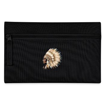 Indianer Häuptling Mit Traditionellem Federschmuck - Federtasche - Schwarz - Vorne