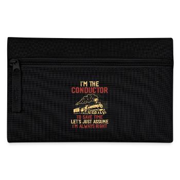 Cute Train Conductor Men Women Railway Train Lover - Pencil Case - black - Front