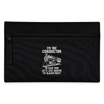 Cute Train Conductor Men Women Railway Train Lover - Pencil Case - black - Front