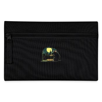 Rat enjoying pizza in the moonlight in front of the skyline - Pencil Case - black - Front