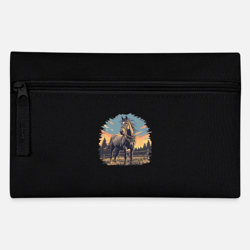Pferde Pferd - Federtasche - Schwarz