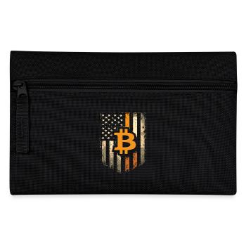 Bitcoin Motif – Rustic Design with USA Flag - Pencil Case - black - Front