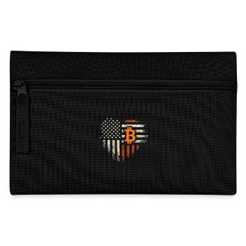Bitcoin Motif – Rustic Design with USA Flag - Pencil Case - black - Front