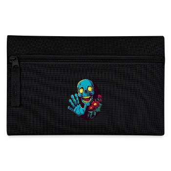 Drôle de crâne avec des fleurs salue : Bonjour ! - Trousse - noir - Devant