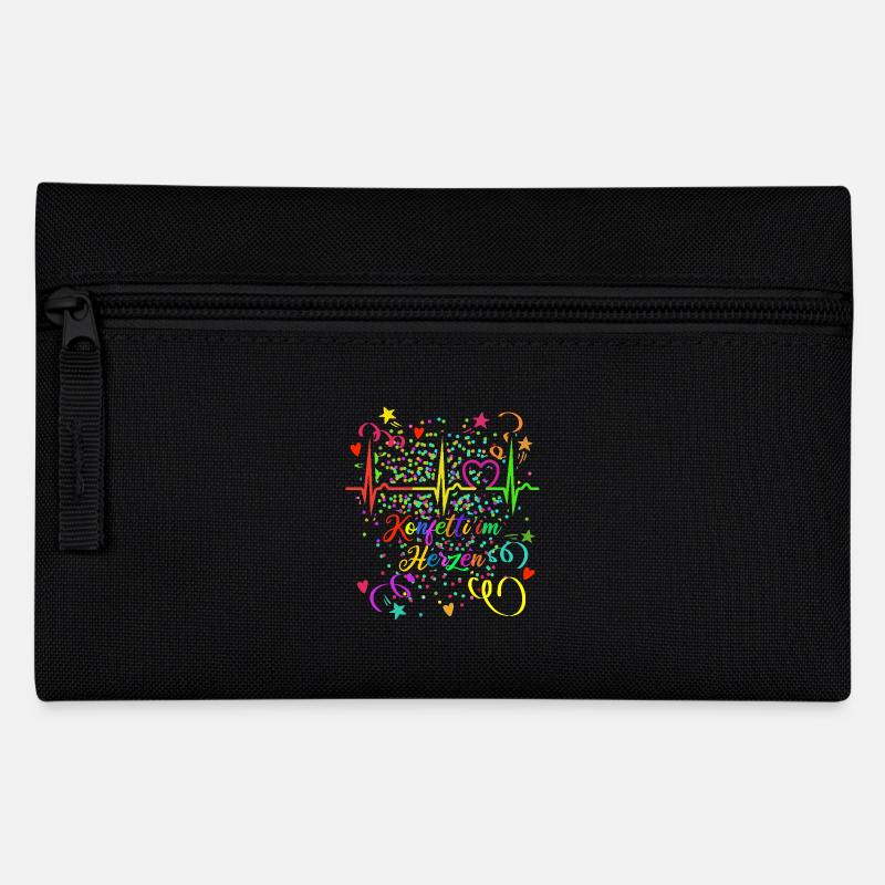 Konfetti im Herzen - Karneval - Verkleidung - Federtasche - Schwarz
