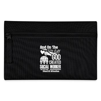Social Worker God Created Social Worker - Pencil Case - black - Front