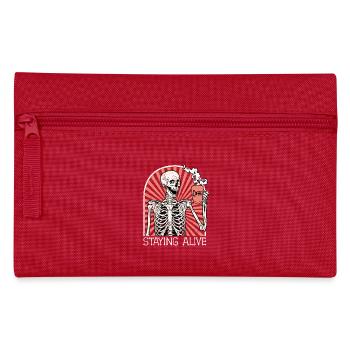 Skelett Männer Kaffee Staying Alive - Federtasche - Rot - Vorne
