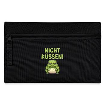 Froschkostüm NICHT KÜSSEN Lustiges Faschings - Federtasche - Schwarz - Vorne