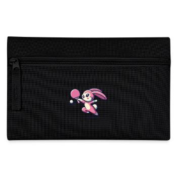 Kawaii Bunny Plays Table Tennis Cute - Pencil Case - black - Front