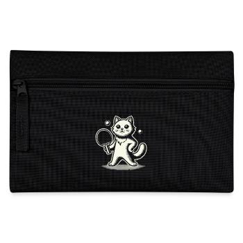 Cute cat playing table tennis - Pencil Case - black - Front