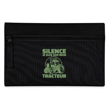 Silence I'm On My Tractor - Tractor Humor - Pencil Case - black - Front