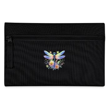 Libelle Und Blumen Aquarell Naturmotiv - Federtasche - Schwarz - Vorne